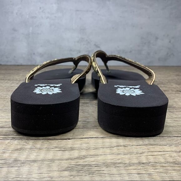 Yellow Box Flip Flops Sz 6.5~Leopard Print Furry Straps Leather "Burst" - Picture 4 of 11